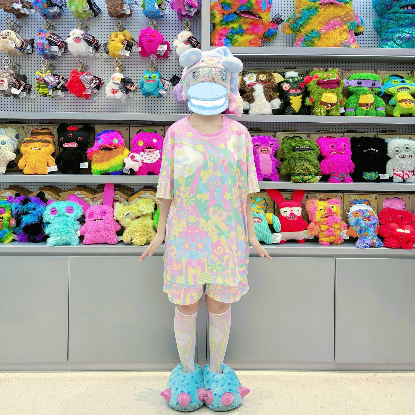 Rainbow Universe RUX - Pastel Macaron Decora Kei T-Shirt & Shorts Set set Rainbow Universe RUX Set (Shirt+Shorts+Socks) S