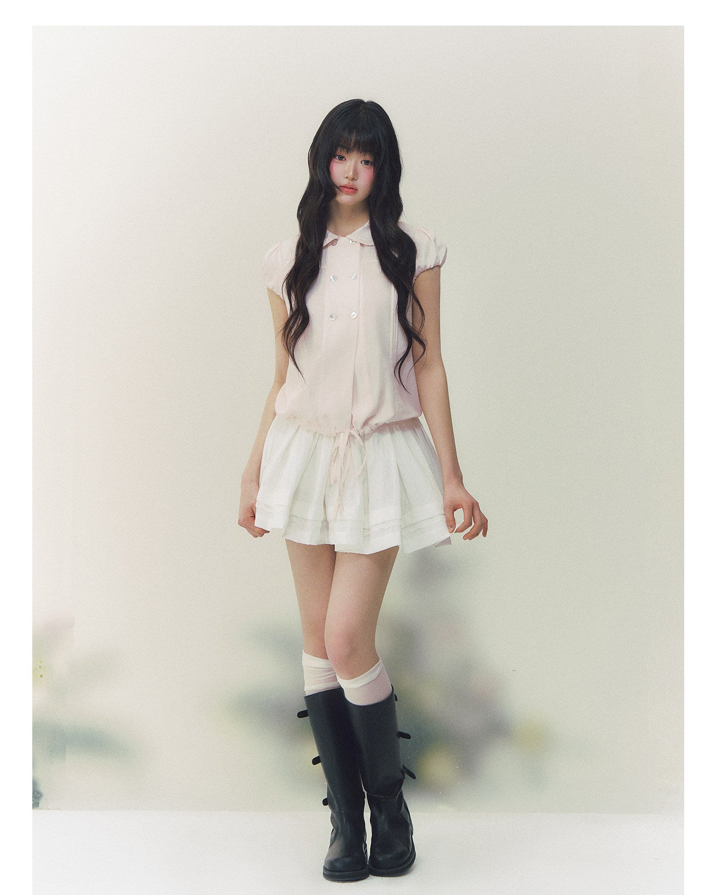SunsetPark - Double-Breasted Lace Collar Shirt shirt Sunset Park