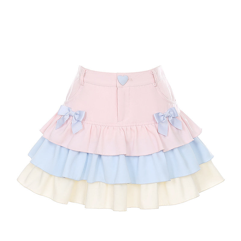 Dear Doll - Fairy Kei Rainbow Unicorn Colorblock Set set dear doll Skirt S