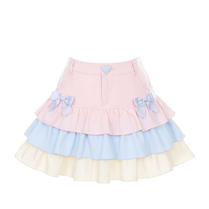 Dear Doll - Fairy Kei Rainbow Unicorn Colorblock Set set dear doll Skirt S