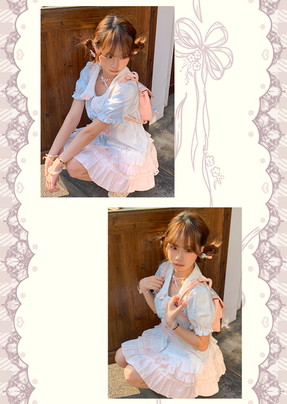 Sinsingirl - Kawaii Bunny Academy Shirt & Mini Skirt Set set sinsingirl