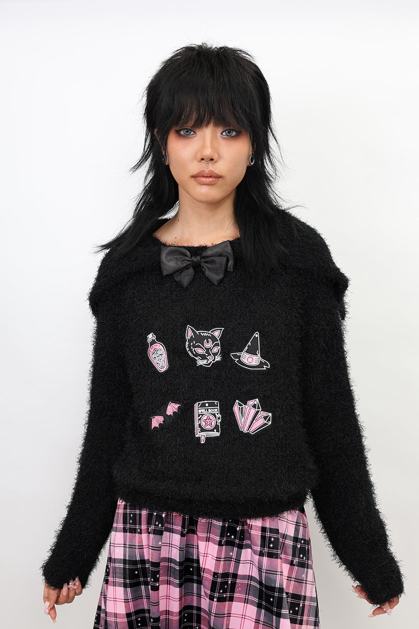 Nihon Kids - Gothic Bow Sailor Collar Knit Sweater sweater NIHON KIDS