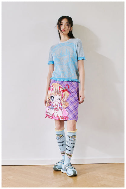 tntntutu Purple Plaid Skirt | Cute Girl Print Skirt | Vintage Cute Mini Skirt skirt tntntutu