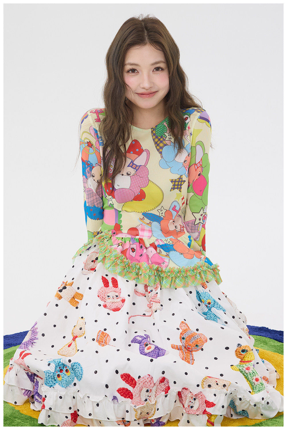 tntntutu - Cartoon Mesh Ruffle Top shirt tntntutu