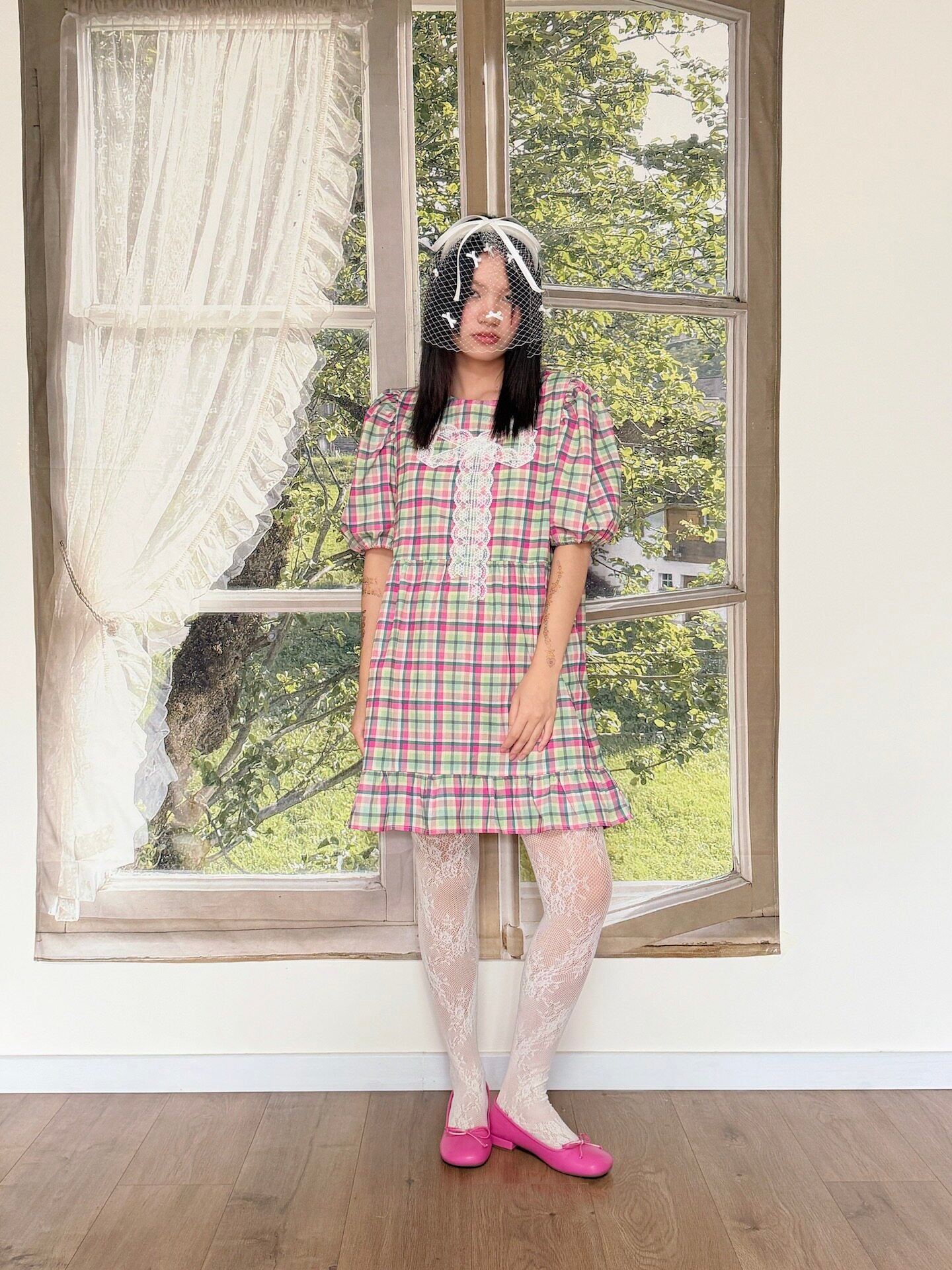 bunnybunnygun - Plaid Puff Sleeve Dress dress bunnybunnygun