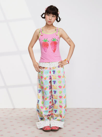 FRUITS - Floral Pleated Trousers pants Fruits