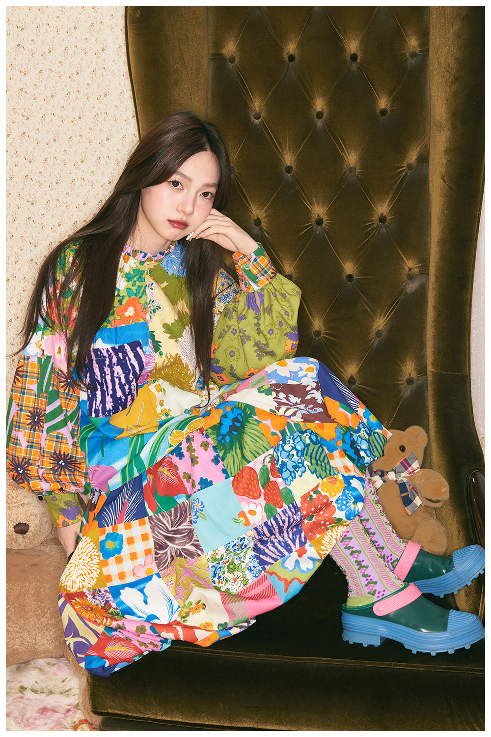 tntntutu - Patchwork Floral Bubble Midi Skirt skirt tntntutu