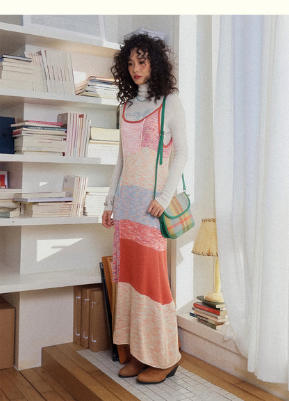 Chemical Girl - Girly Kawaii Color Block Knit Strap Dress dress chemical girl
