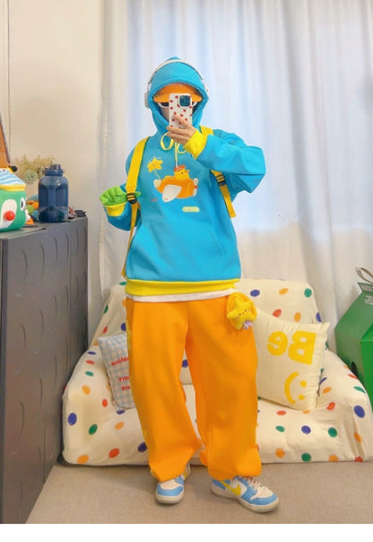 KURIOSITAET 桔色卫裤女冬小个子加绒加厚多巴胺宽松 pants KURIOSITAET