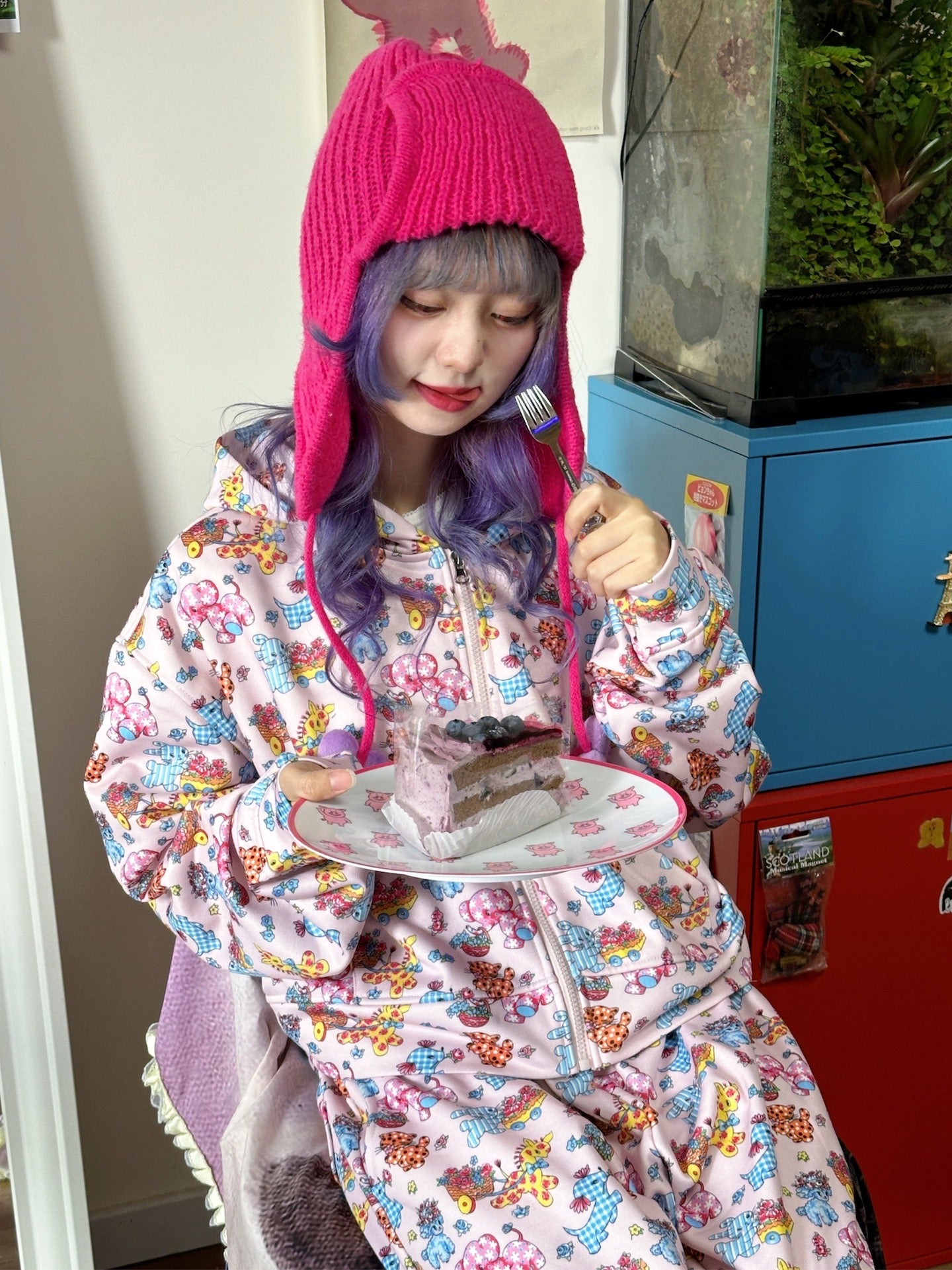 BunnyBunnyGun - Harajuku Vintage Animal Sweatshirt Pink Loose Fit hoodie bunnybunnygun