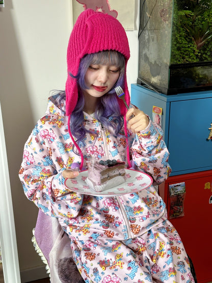 BunnyBunnyGun - Harajuku Vintage Animal Sweatshirt Pink Loose Fit hoodie bunnybunnygun