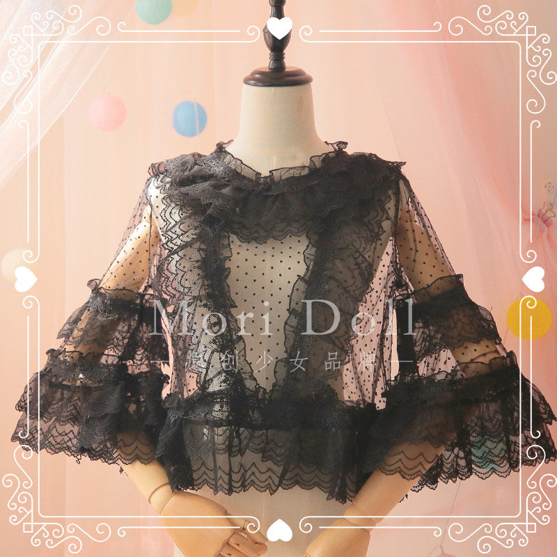 Mori Doll - Sheer Lace Flared Sleeve Blouse blouse Mori Doll