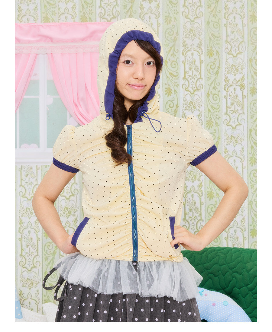 UnsocialNight - Polka Dot Hooded Lace Cardigan shirt UnsocialNight