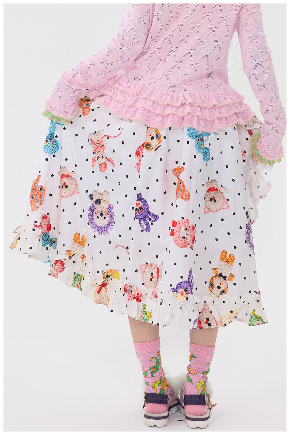 tntntutu - Polka Crochet A-Line Skirt skirt tntntutu