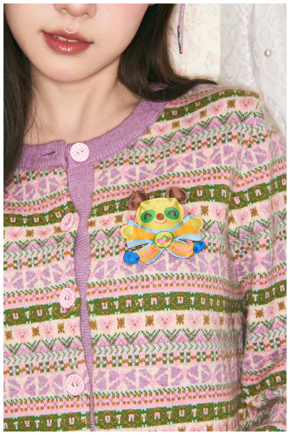 tntntutu - Lavender Cartoon Knit Cardigan & Skirt Set set tntntutu