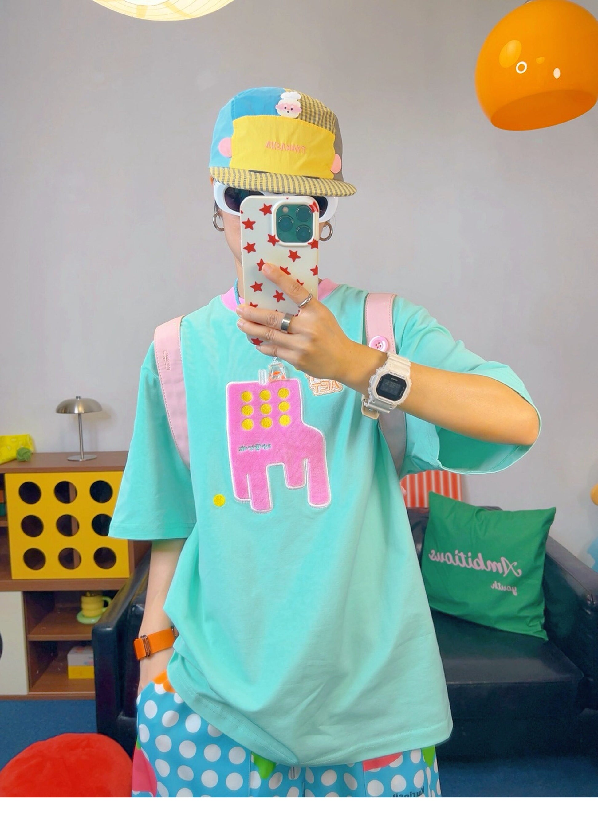 KURIOSITAET - Green Embroidered Graphic Tee tee KURIOSITAET