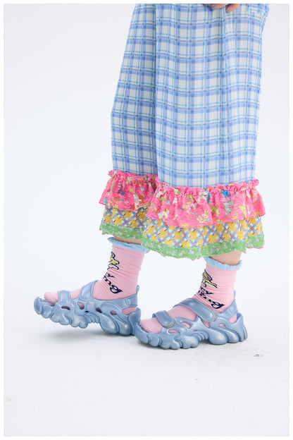 tntntutu - Blue Plaid Patchwork Pants | Fairy Kei Kawaii Harajuku Vintage Trousers pants tntntutu