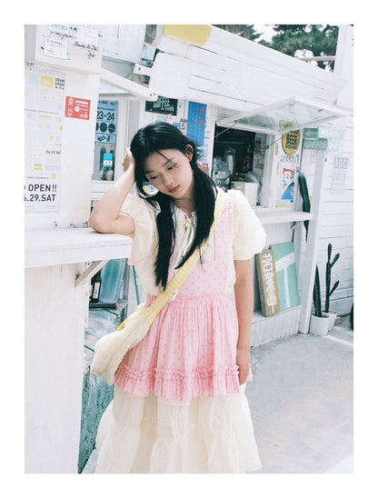DADANAKO - Pink Polka Dot Pinafore Dress dress DADANAKO