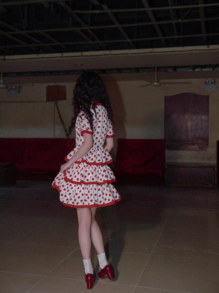 Nanjun Vintage – Showa Polka Dot Cake Dress dress Nanjun Vintage
