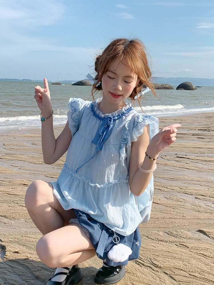 SingSong - Embroidered Kawaii Two-Piece Set set singsong