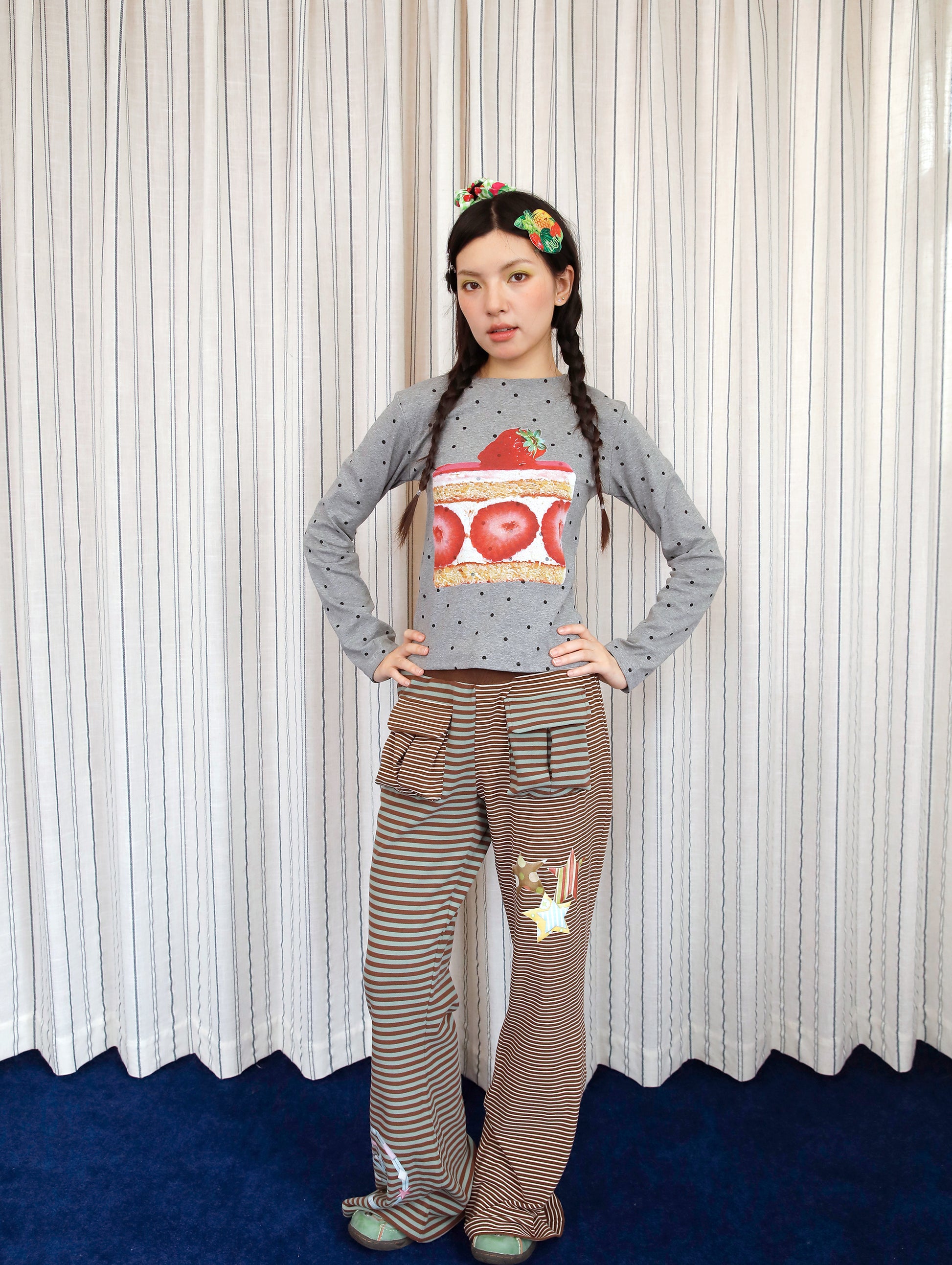 FRUITS - Kawaii Strawberry Cake Polka Dot Long Sleeve Top shirt Fruits