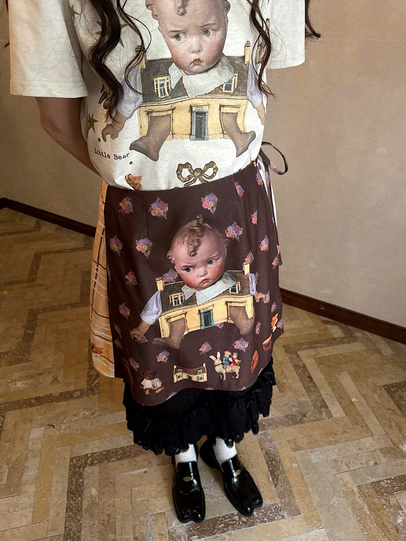 daytoday Everyday Institute - Kawaii Apron Transparent Bow Doll Print daytoday everyday institute