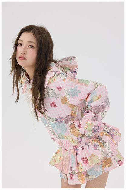 tntntutu - Pink Lace Hoodie Skirt Set set tntntutu