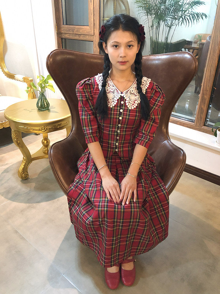 Nanjun Vintage – 90s Red Plaid Set set Nanjun Vintage