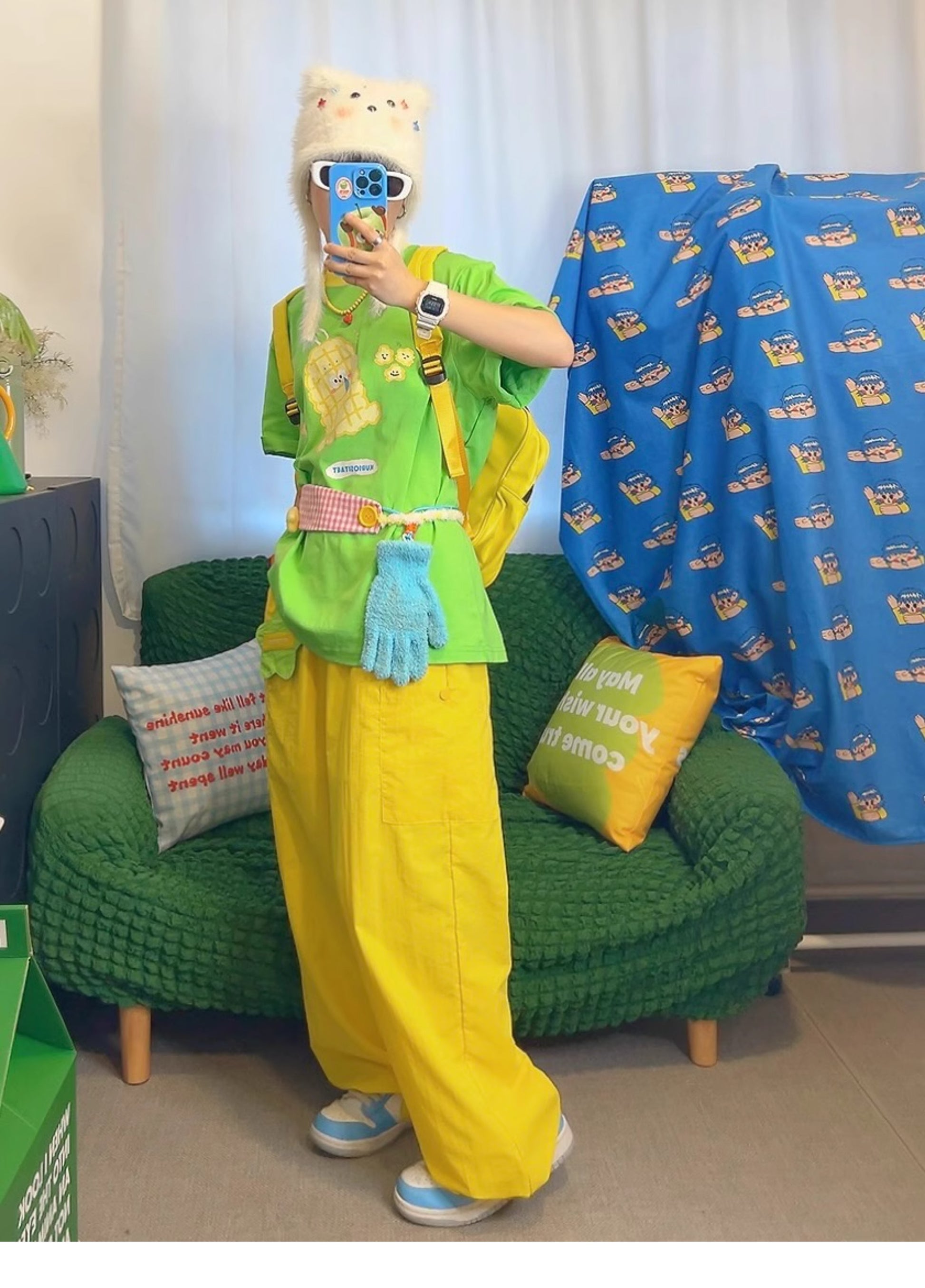 KURIOSITAET - Decora Kei Green Graphic T-Shirt tshirt KURIOSITAET