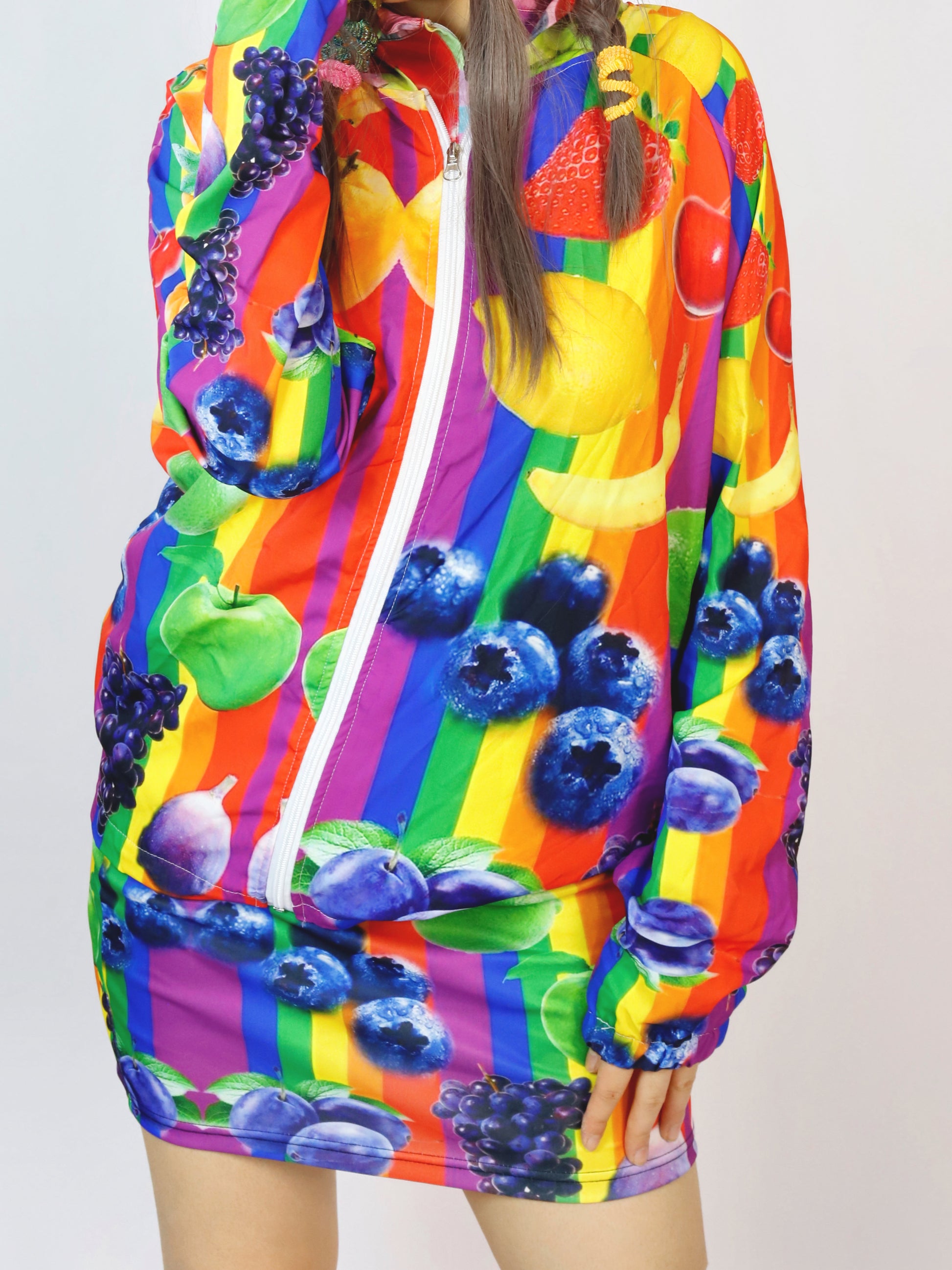 Harajuku Jacket Fruits Print Jacket Summer Wear Jacket Hooded Sun Shirt jacket Leerroo