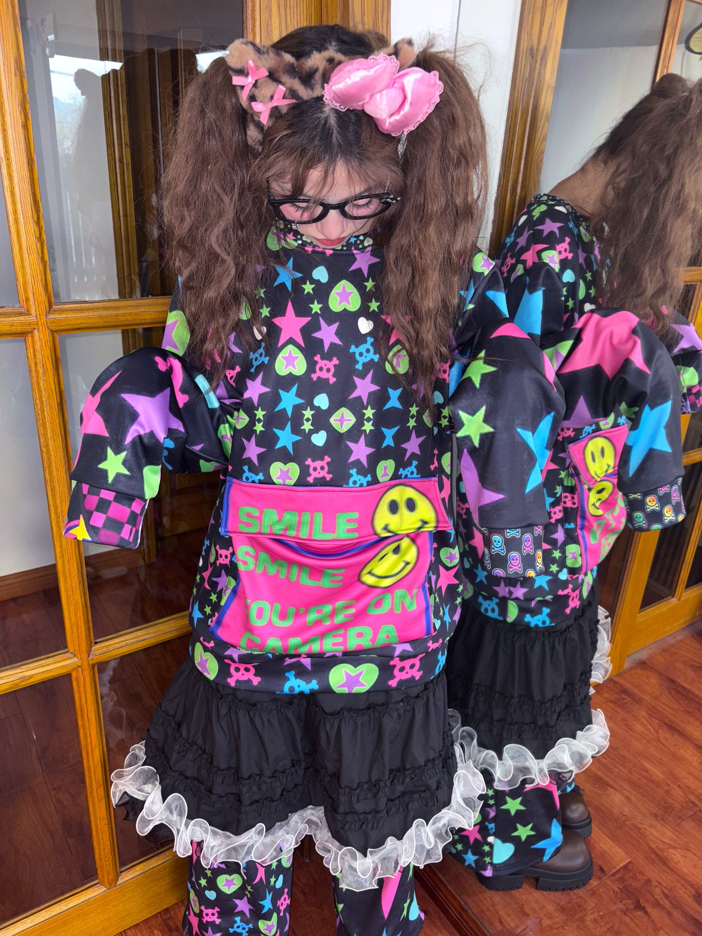 Leerroo - Harajuku Dopamine Oversized Fleece Sweatshirt sweatshirt Leerroo