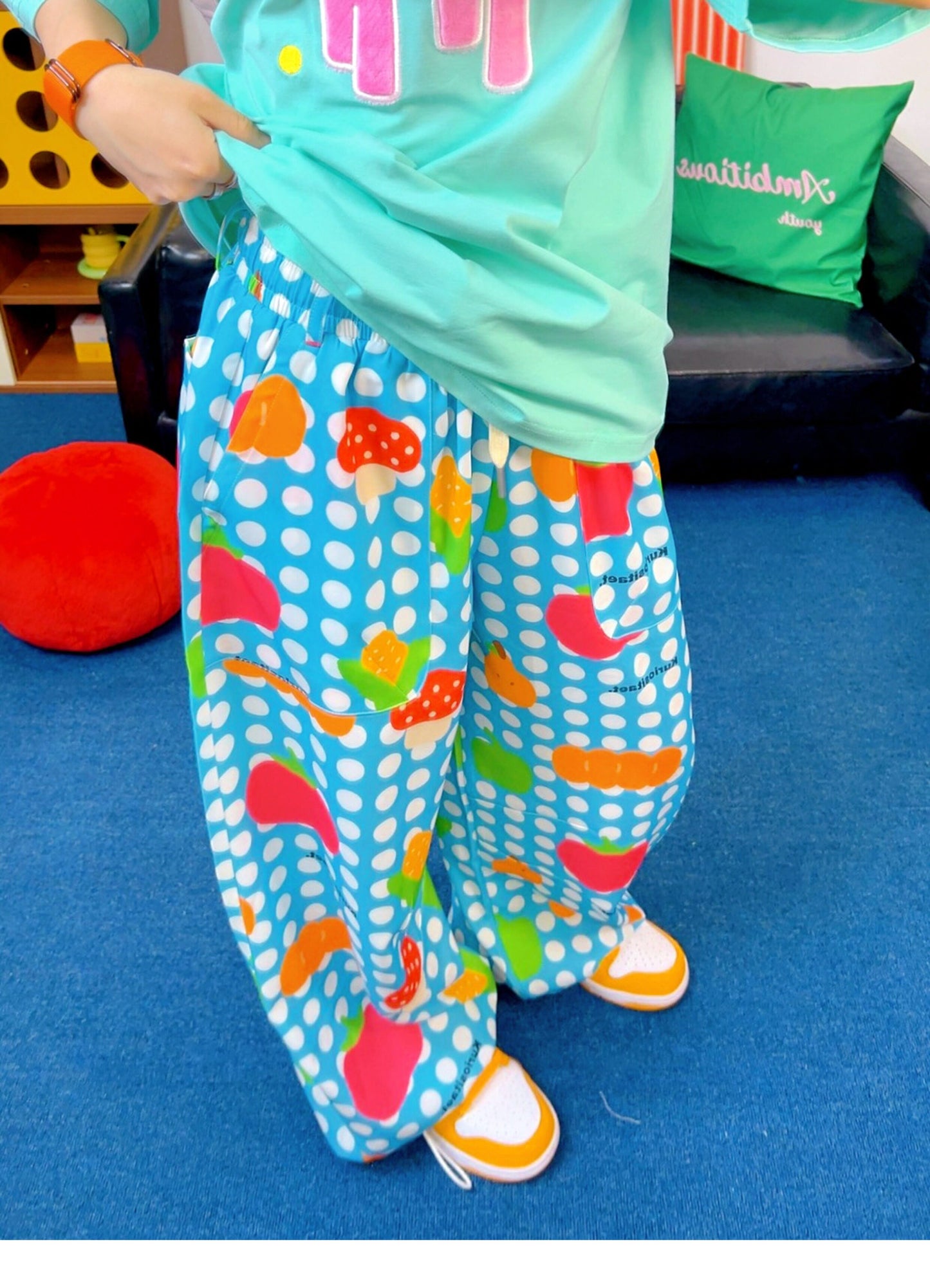 KURIOSITAET - Dopamine Blue Fruit Print Pants pants KURIOSITAET