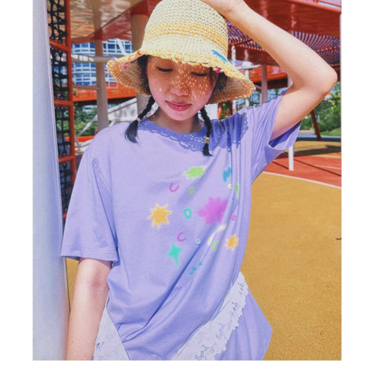 uodycoco – Retro Graphic Button T-Shirt shirt uodycoco