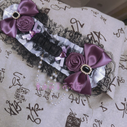Gyaru Leopard Rose Chain Bow Hair Clip hairband moji