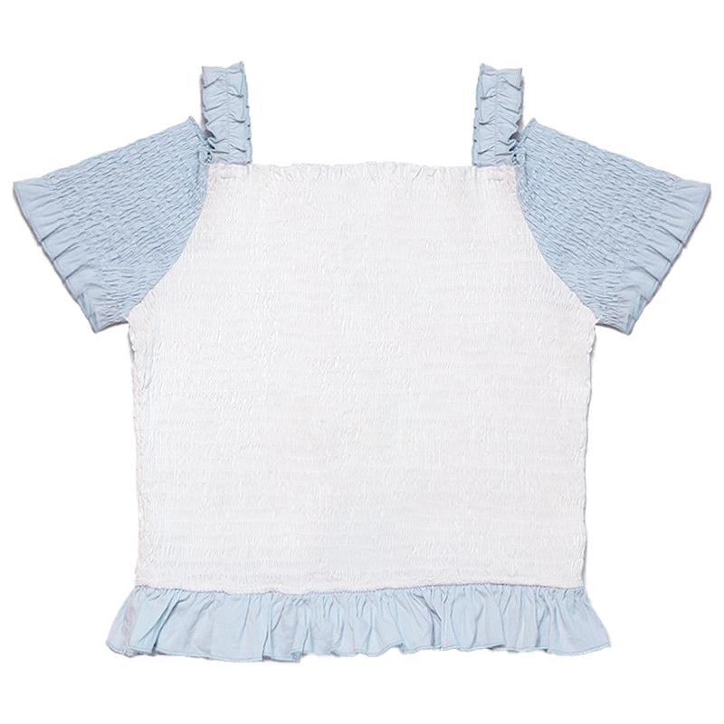 Hashtag DDD - Kawaii Off-Shoulder Shirred Strap Tee tshirt Hashtag DDD