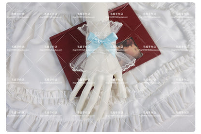 MaoJiang - Kawaii White Lace Bow Wrist Cuffs sleeves maojiang Blue Bow White Elastic Wrist Cuffs (Pair)