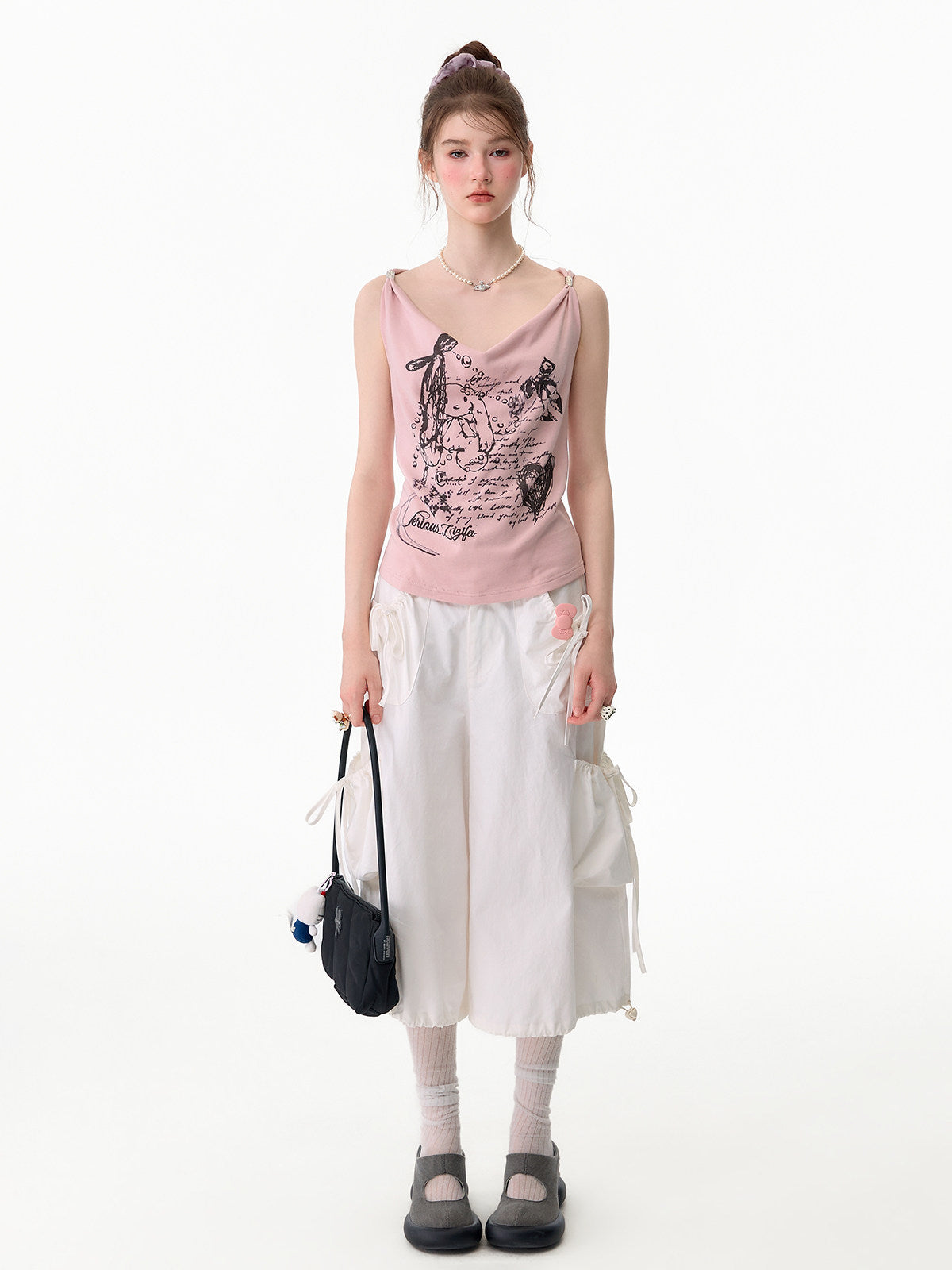 ziziFei - White Pocket Wide Leg Pants pants ziziFei