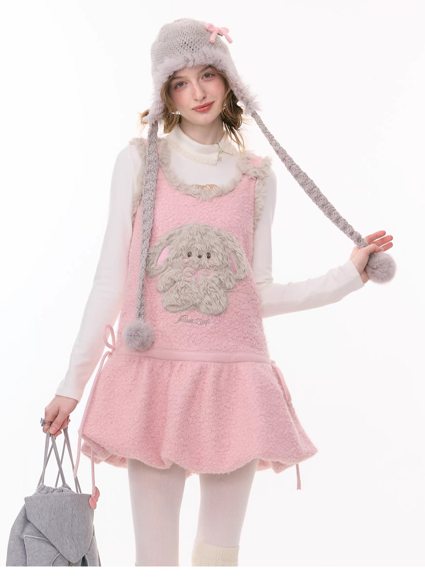 ziziFei - Girly Kei Plush Bunny Pocket Dress dress ziziFei