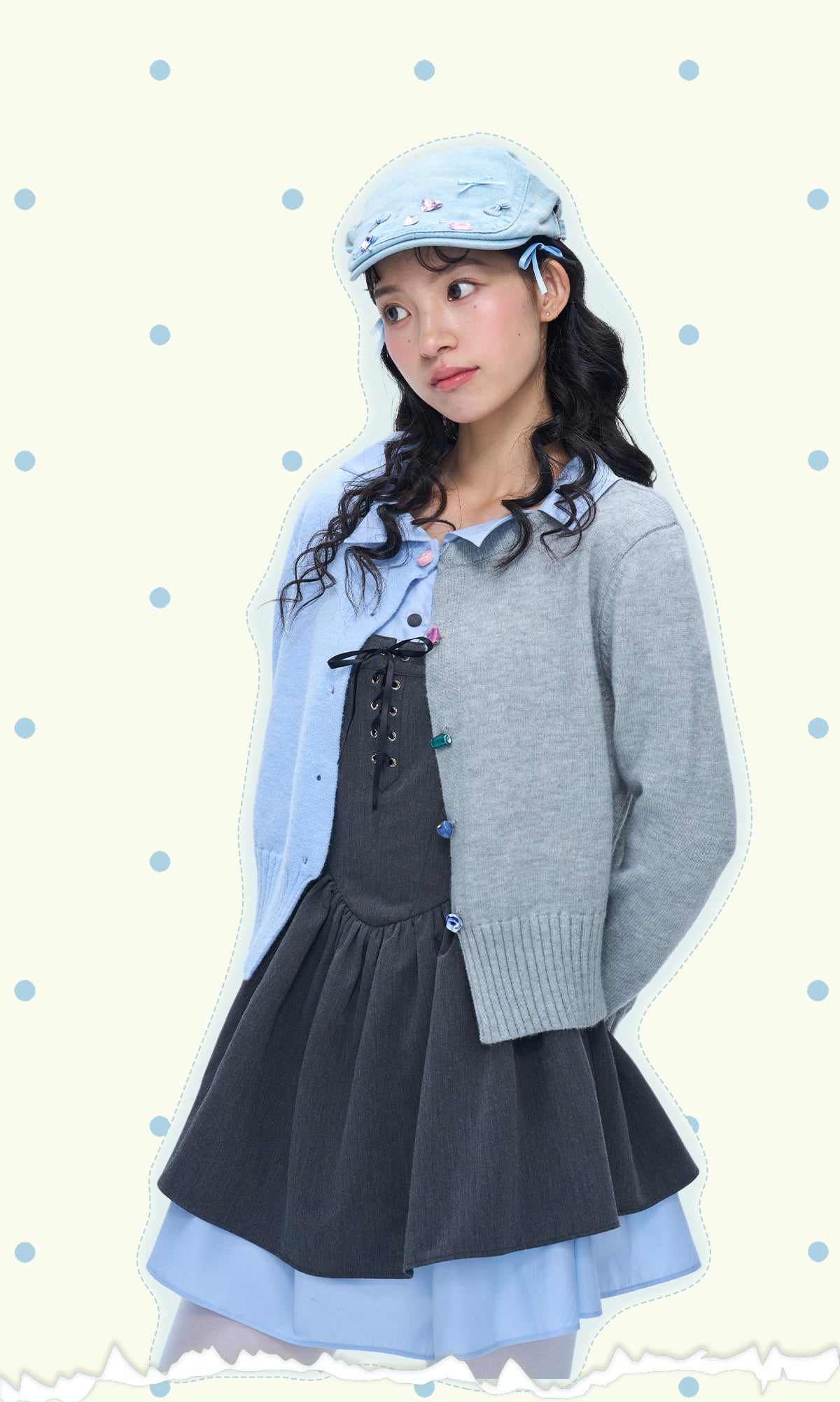 MOF Gift - HalfHalf Patchwork Knit Cardigan Panel cardigan MOF Gift