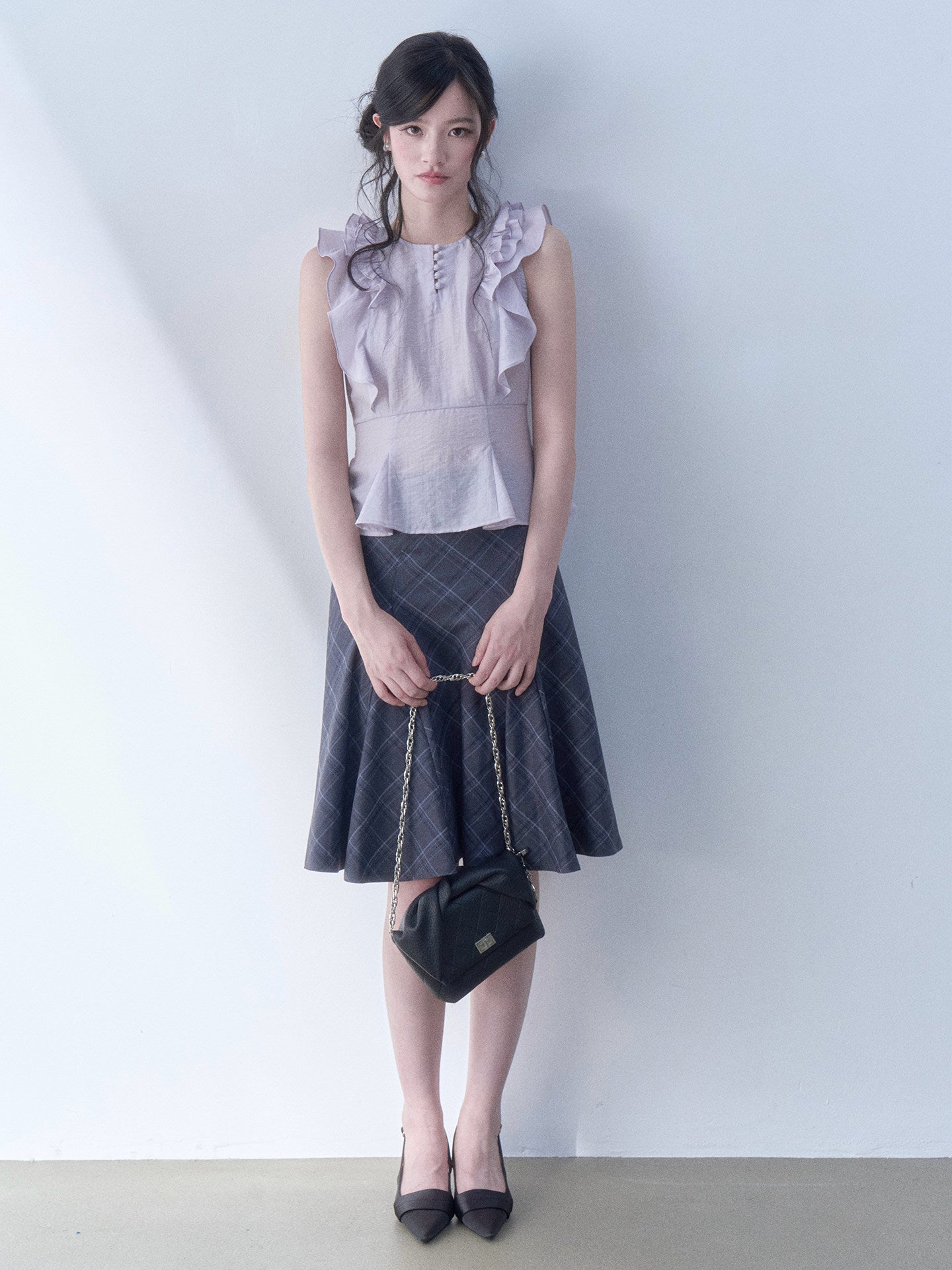 SOS SEAMSTRESS - Lilac Ruffle Crop Top shirt SOS SEAMSTRESS