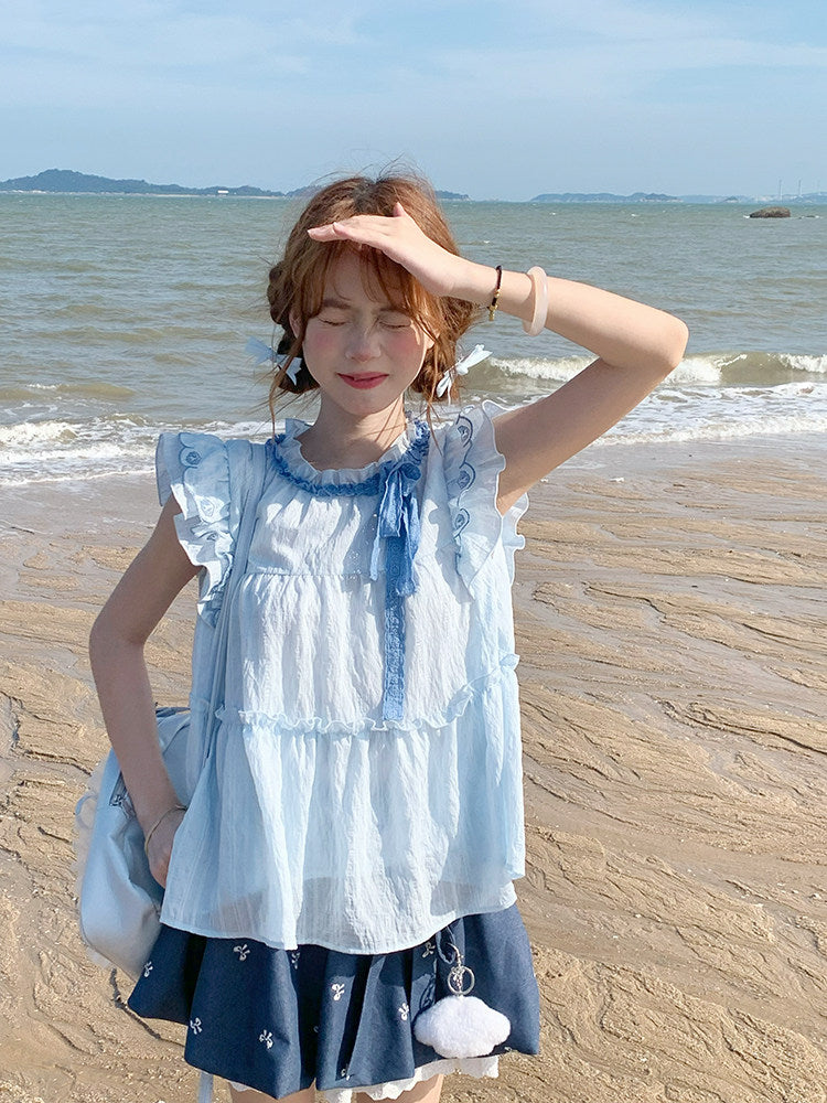 SingSong - Embroidered Kawaii Two-Piece Set set singsong