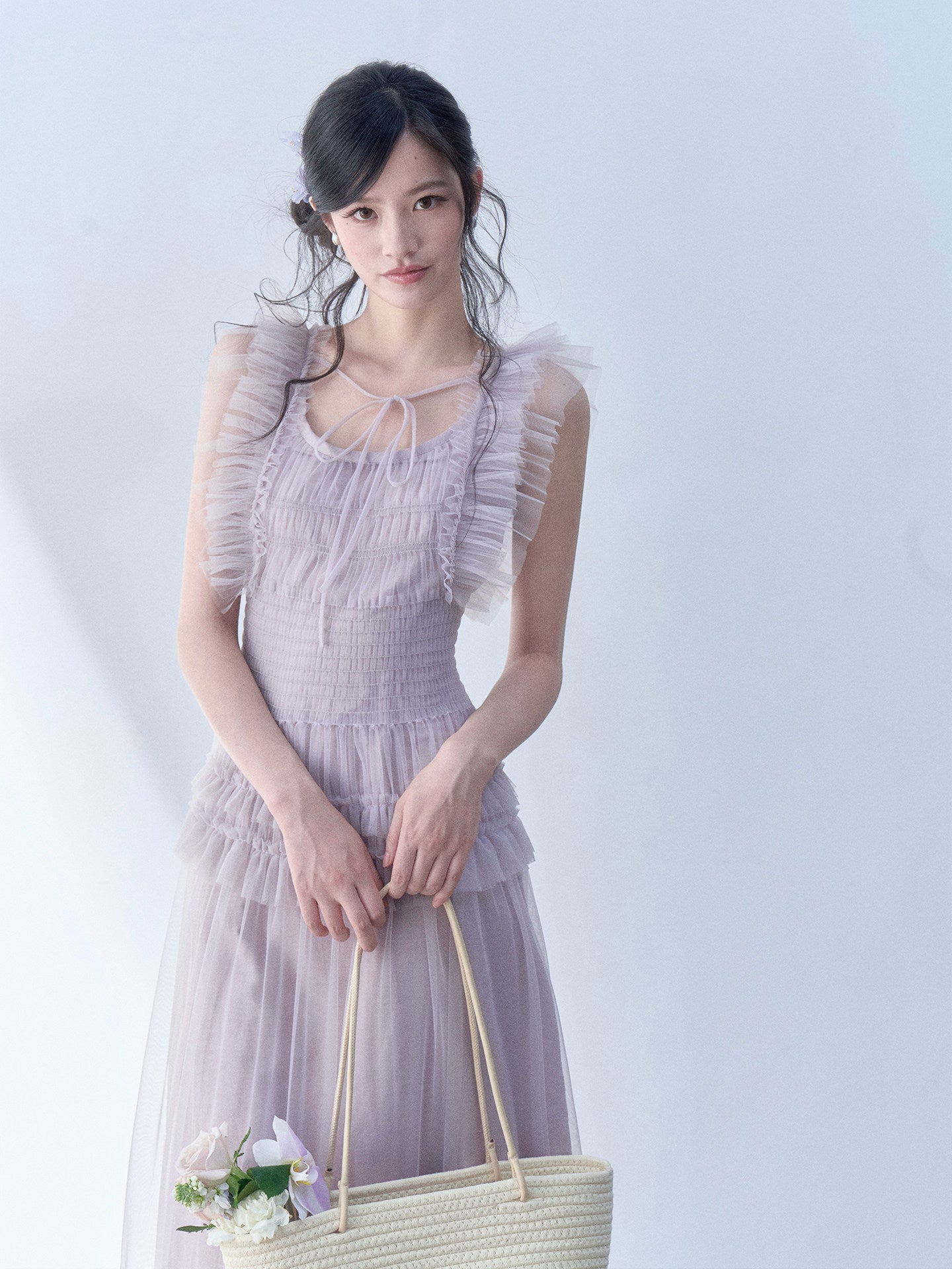 SOS SEAMSTRESS - Mist Ruffle Maxi Dress dress SOS SEAMSTRESS