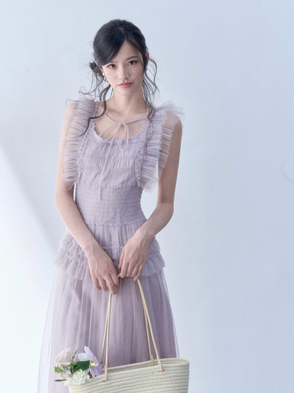 SOS SEAMSTRESS - Mist Ruffle Maxi Dress dress SOS SEAMSTRESS