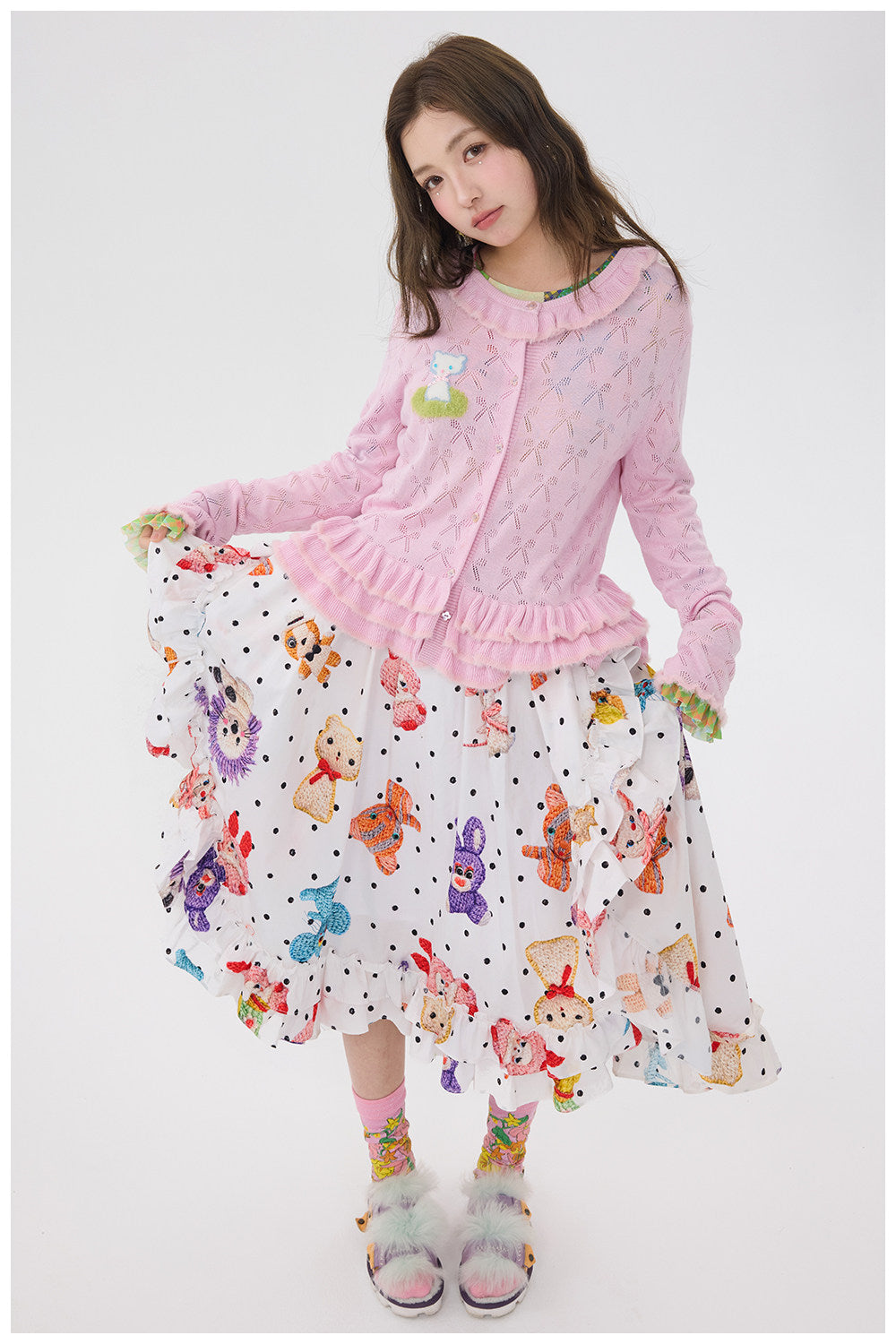 tntntutu - Polka Crochet A-Line Skirt skirt tntntutu