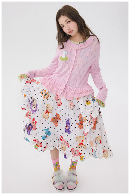 tntntutu - Polka Crochet A-Line Skirt skirt tntntutu