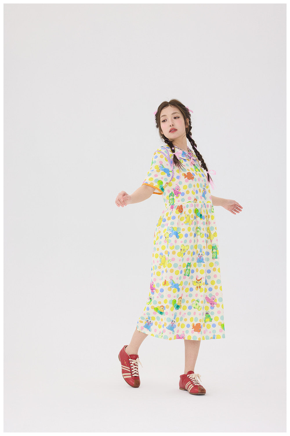 tntntutu - Kawaii Cream Polka Animal Dress dress tntntutu