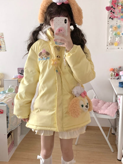 Blurred Bear - Kawaii Puppy Embroidered Down Jacket coat Blurred Bear