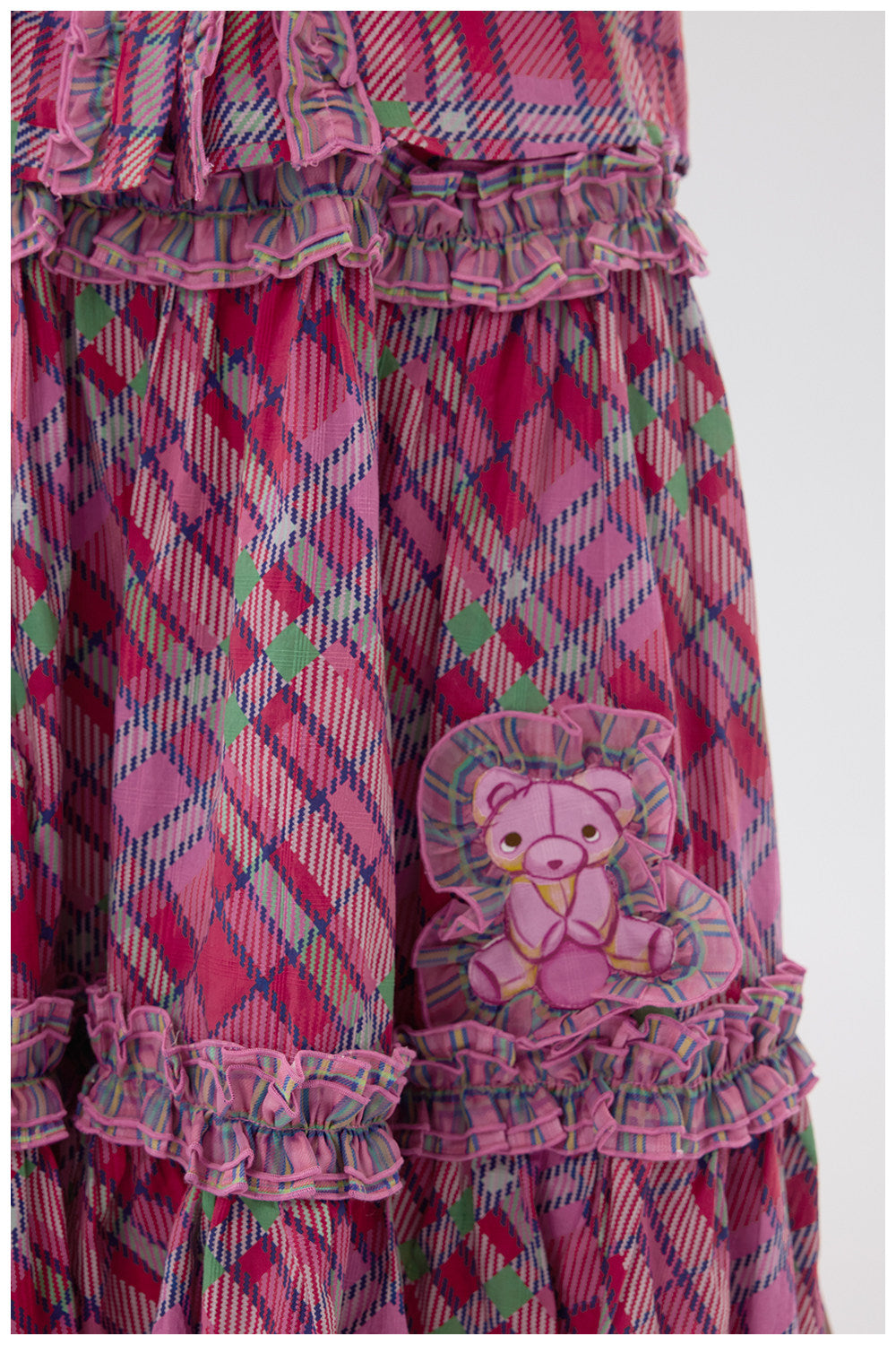 tntntutu - Pink Plaid Bear Hat Skirt Set set tntntutu