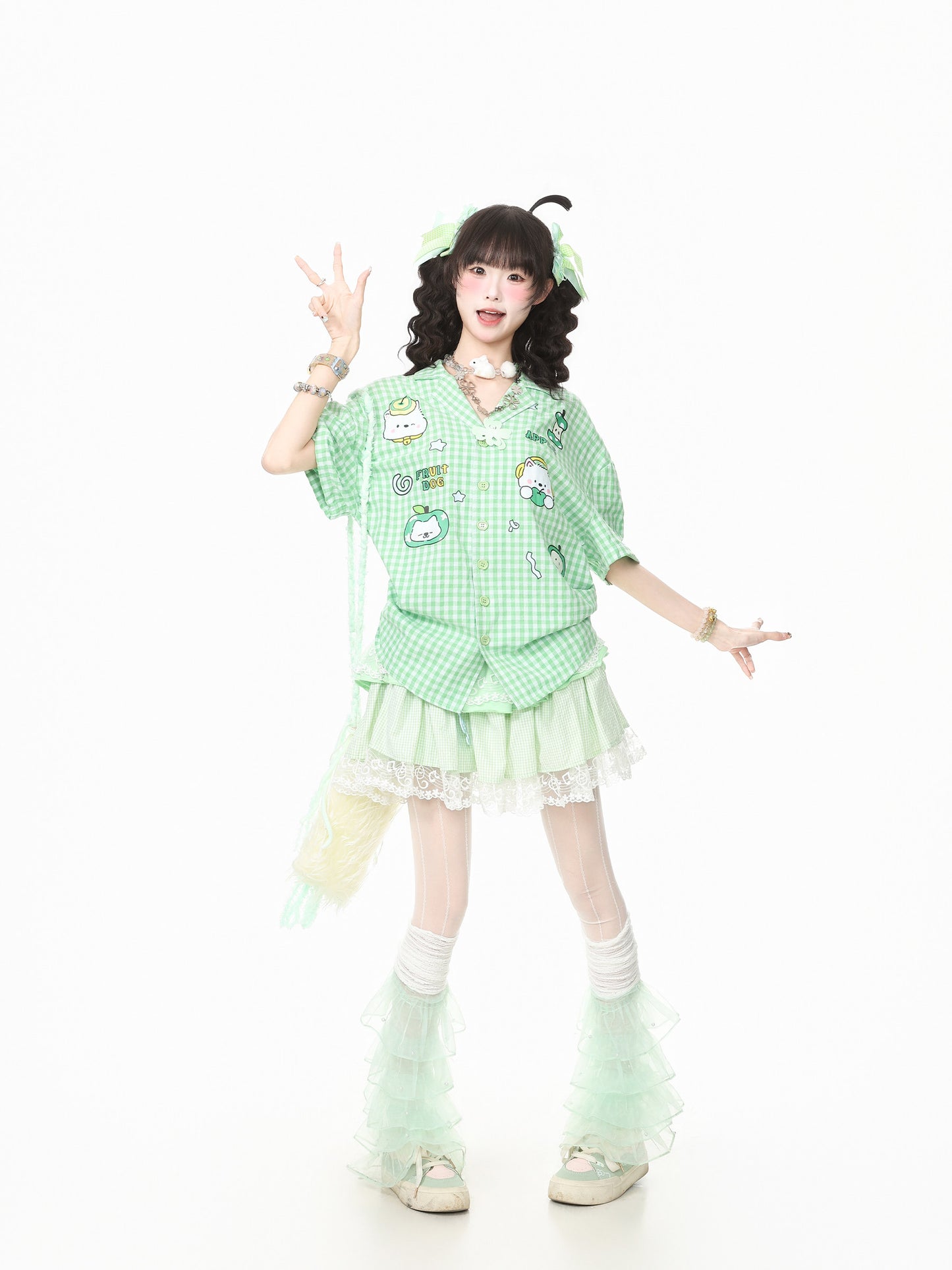 Languid Park - Plaid Embroidered Oversized Short Sleeve Shirt shirt Languid Park