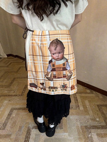 daytoday Everyday Institute - Kawaii Apron Transparent Bow Doll Print daytoday everyday institute
